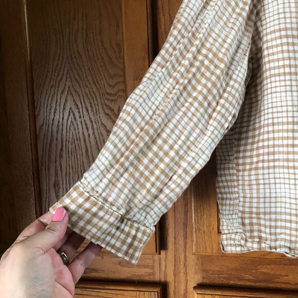 Everlane The Linen Billow Blouse Oversized Gingham Long Sleeve - XS - Picture 6 of 15